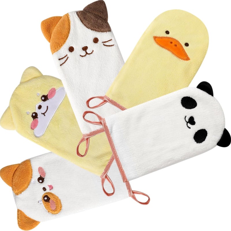 Phogary 5-Pack Microfiber Body Wash Mitts, 4.5×9 inch Super Absorbent & Soft Face Washcloths Gloves in Cute Animal Style - Gentle Scrub for Baby, Toddler, and Kids Bath and Shower - Image 1
